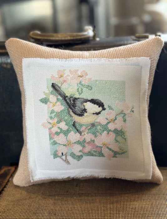 VINTAGE NEEDLEPOINT BIRD PILLOW